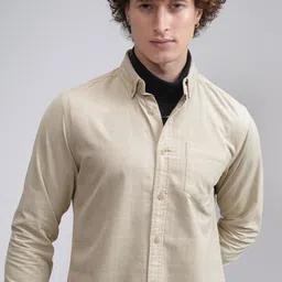 HIGHLANDER Men Button-Down Collar Textured Cotton Slim Fit Casual Shirt-image-98