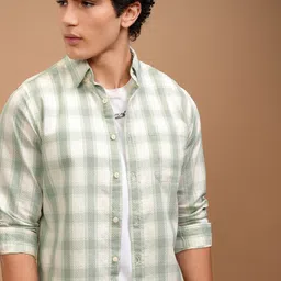 HIGHLANDER Men Button-Down Collar Checked Cotton Casual Shirt-image-26