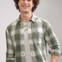 HIGHLANDER Men Spread Collar Tartan Checked Cotton Casual Shirt-image-64
