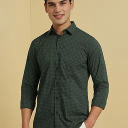 Allen Solly Men Spread Collar Micro Checked Cotton Slim Fit Casual Shirt-image-94