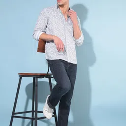 Crimsoune Club Resort Collar Slim Fit Geometric Printed Pure Cotton Casual Shirt-image-42