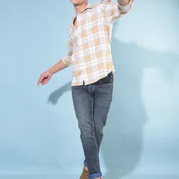 Crimsoune Club Resort Collar Slim Fit Checked Pure Cotton Casual Shirt-picture-30