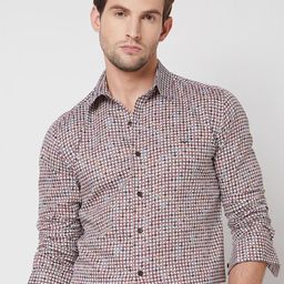 Mufti Spread Collar Checked Cotton Slim Fit Casual Shirt-image-8