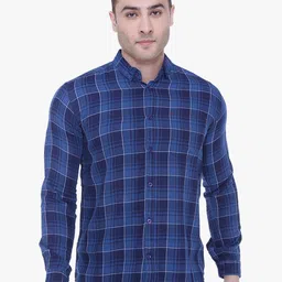Kuons Avenue Smart Slim Fit Opaque Checked Cotton Twill Shirt-image-78