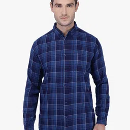 Kuons Avenue Smart Slim Fit Opaque Checked Cotton Twill Casual Shirt-image-16