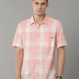 Voi Jeans Premium Slim Fit Other Checks Spread Collar Pocket Cotton Casual Shirt-image-85