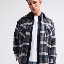 MISCHIEF MONKEY Men Classic Boxy Opaque Checked Casual Shirt-image-49