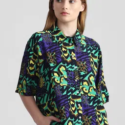 ONLY Onlgot Ss Abstract Printed Spread Collar Regular Fit Casual Shirt-picture-37