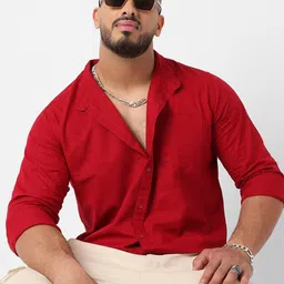Instafab Plus Classic Band Collar Long Sleeve Pocket Cotton Casual Shirt-image-31