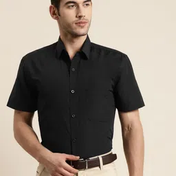 SOJANYA Men Black Classic Regular Fit Solid Pure Cotton Formal Shirt-image-94