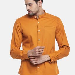 BYFORD by Pantaloons Men Mustard Yellow Slim Fit Cotton Casual Shirt-picture-40