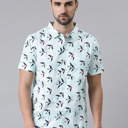 Joven Men Sea Green Comfort Slim Fit Printed Casual Shirt-image-76