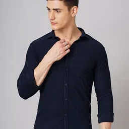 HARDSODA Spread Collar Slim Fit Casual Shirt-image-66