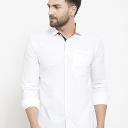Purple State Men White Slim Fit Cotton Casual Shirt-image-84