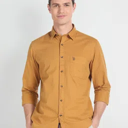 U.S. Polo Assn. Denim Co. Spread Collar Pure Cotton Slim Fit  Casual Shirt-image-39