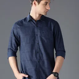 British Club Standard Slim Fit Geometric Printed Cotton Casual Shirt-image-21