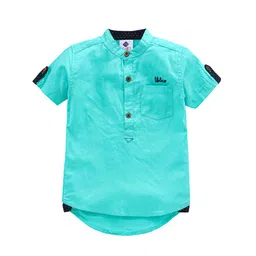 TONYBOY Boys Sea Green Solid Premium Cotton Casual Shirt-image-49