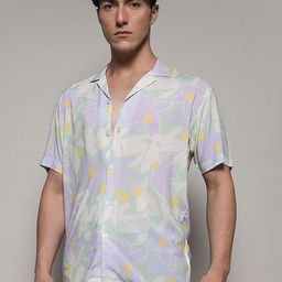 Campus Sutra White & Purple Classic Cuban Collar Floral Printed Casual Shirt-image-8