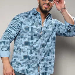 Instafab Plus Size Classic Geometric Printed Casual Shirt-36