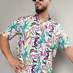 Instafab Plus Size Classic Printed Casual Shirt-image-100