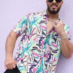 Instafab Plus Classic Abstract Printed Spread Collar Casual Shirt-image-65