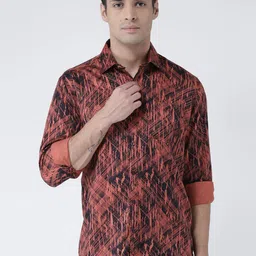 Zeal Men Rust Comfort Printed Cotton Casual Shirt-image-93