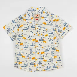 JusCubs Boys Off White Premium Tropical  Printed Casual Shirt-image-89