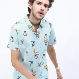 KETCH Men Blue Slim Fit Printed Casual Shirt-image-96