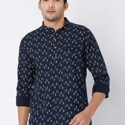 SPYKAR Men Blue Classic Slim Fit Printed Casual Cotton Shirt-picture-34