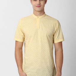 Peter England Casuals Men Yellow Slim Fit Printed Pure Cotton Casual Shirt-image-41