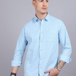 Rodamo Men Blue Slim Fit Printed Casual Shirt-image-24