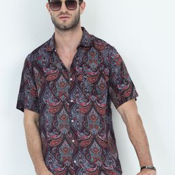 URBARO Smart Slim Fit Ethnic Motifs Printed Short Sleeves Pure Cotton Casual Shirt-image-57