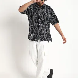 The Roadster Lifestyle Co Abstract Printed Oversized-Fit Casual Shirt-image-32