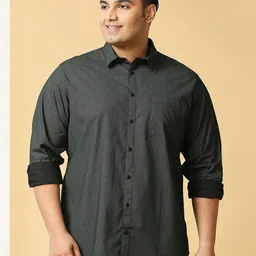 Sztori Plus Size Classic Geometric Printed Spread Collar Long Sleeves Cotton Casual Shirt-image-56