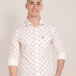 U.S. Polo Assn. Micro Ditsy Printed Spread Collar Long Sleeves Casual Shirt-image-28