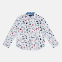 Pantaloons Junior Boys Conversational  Printed Casual Cotton Shirt-7