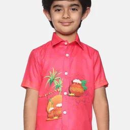 Sethukrishna Boys Pink Ethnic Printed Casual Shirt-image-55