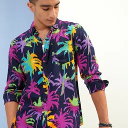 KETCH Slim Fit Floral Printed Spread Collar Shirt-image-34