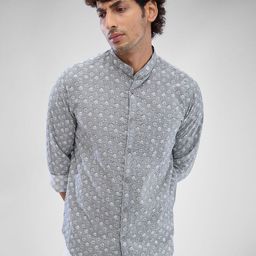 SPYKAR Men Slim Fit Floral Printed Opaque Mandarin Collar Casual Shirt-image-80