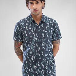 SPYKAR Men Slim Fit Abstract Printed Opaque Spread Collar Casual Shirt-picture-20
