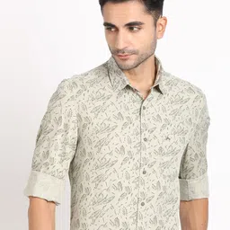 Turtle Relaxed Slim Fit Floral Printed Spread Collar Cotton Casual Shirt-image-96