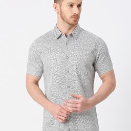 VALEN CLUB Floral Printed Twill Modern Slim Fit Opaque Casual Shirt-image-97