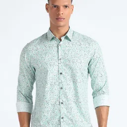 Flying Machine Slim Fit Floral Printed Pure Cotton Casual Shirt-picture-1