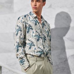 Mufti Slim Fit Short Sleeves Spread Collar Floral Opaque Printed Casual Shirt-image-70