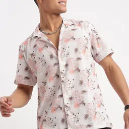 SHOWOFF Premium Floral Printed Cuban Collar Relaxed Fit Cotton Casual Shirt-image-82