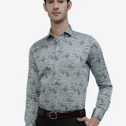 JB STUDIO Slim Fit Floral Printed Casual Pure Cotton Shirt-image-5