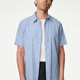 Marks & Spencer Men Pure Cotton Geometric Print Casual Shirt-image-62