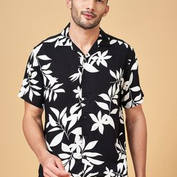 People Black Floral Printed Casual Shirt-image-96