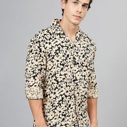 Hancock Men Floral Printed Cuban Collar Relaxed Fit Casual Shirt-picture-43