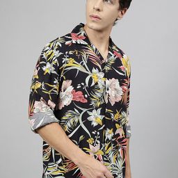 Hancock Standard Floral Printed Cuban Collar Casual Shirt-image-86